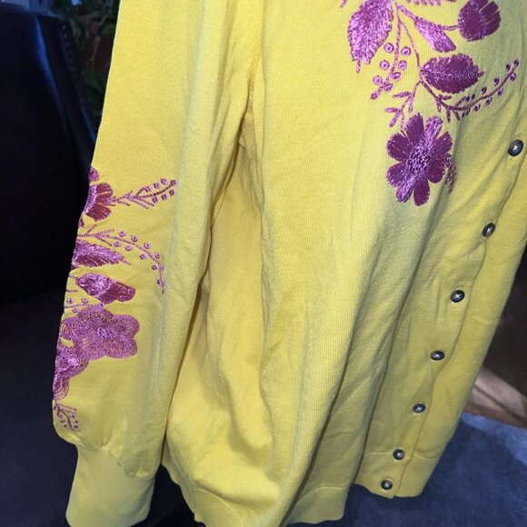 NEW NWT Boden Embroidered Blouson Cardigan in Lemon Fizz Size US 20 22 new - Picture 4 of 15